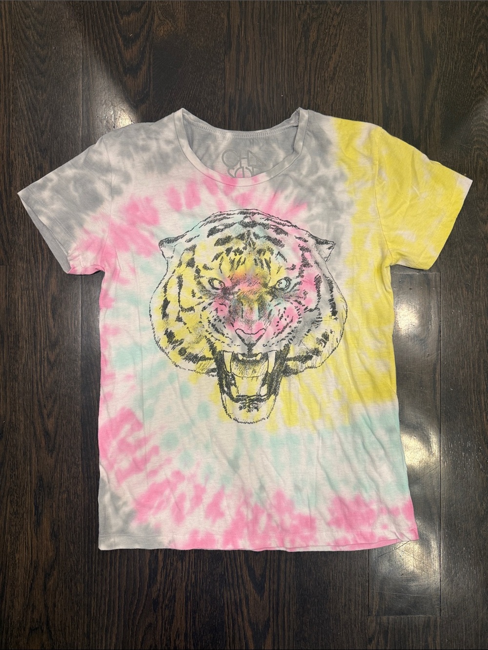 Chaser Tie-Dye Tiger Tee - Pink, Yellow, Light Blue, grey